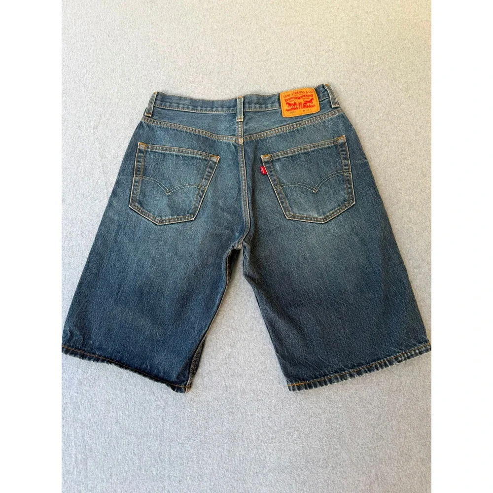 Levis 569 Loose Straight Denim Shorts Mens 32 Medium Wash Blue Jean Shorts